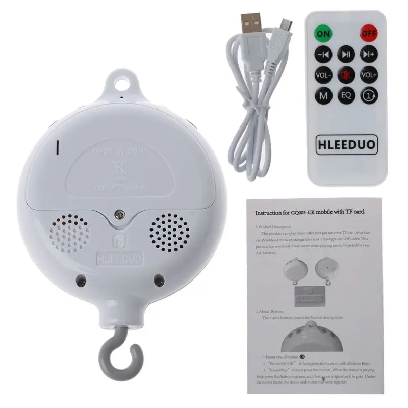 

35 Songs Baby Mobile Crib Bed Bell Toy Support TF Card Music Box with Remote Control Bell Crib Toy
