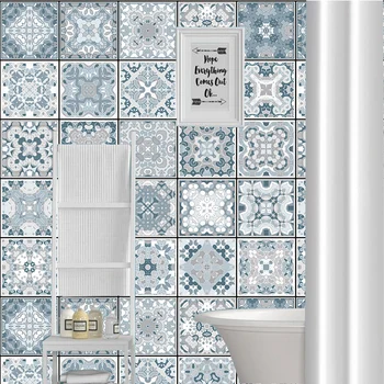 

Spain Retro Wall Ceramic Arabic Tile Stickers Self-adhesive Decal for Bedroom Kitchen Waist Line Wall Decals Waterproof PVC DIY