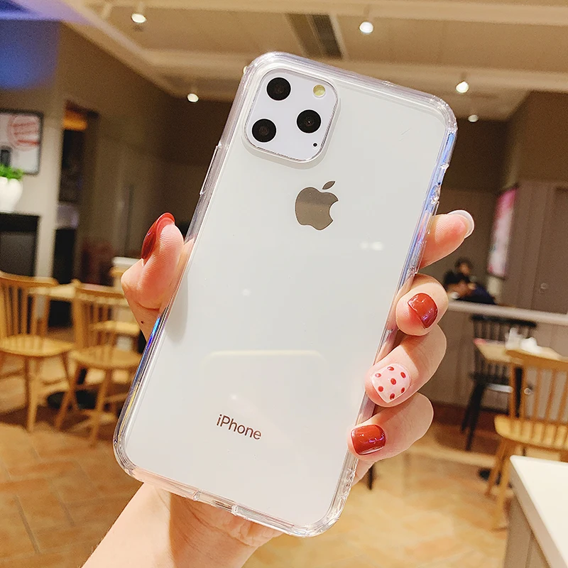 Для iphone 11 pro max прозрачный с защитой от царапин Жесткий Чехол для противоударный