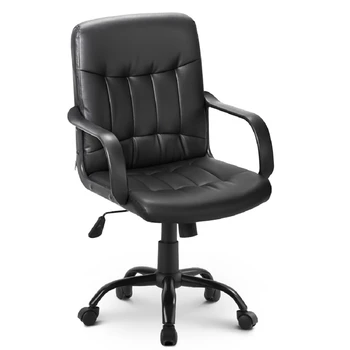 

Bürostuhl Kunstleder Office Chair Höhenverstellbar Drehstuhl Für Büro/Wohnzimmer Schwarz