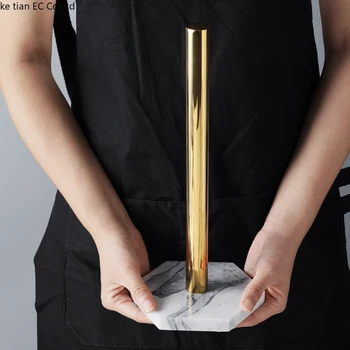 

Nordic Retro Style Natural Marble Gold-plated Kitchen Paper Towel Holder Roll Holder Desktop Jewelry Storage Shelf
