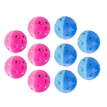 

10pcs Plastic Playing Balls for Pet Cat Kitten with Jingle Bells Pounce Chase Rattle Toy