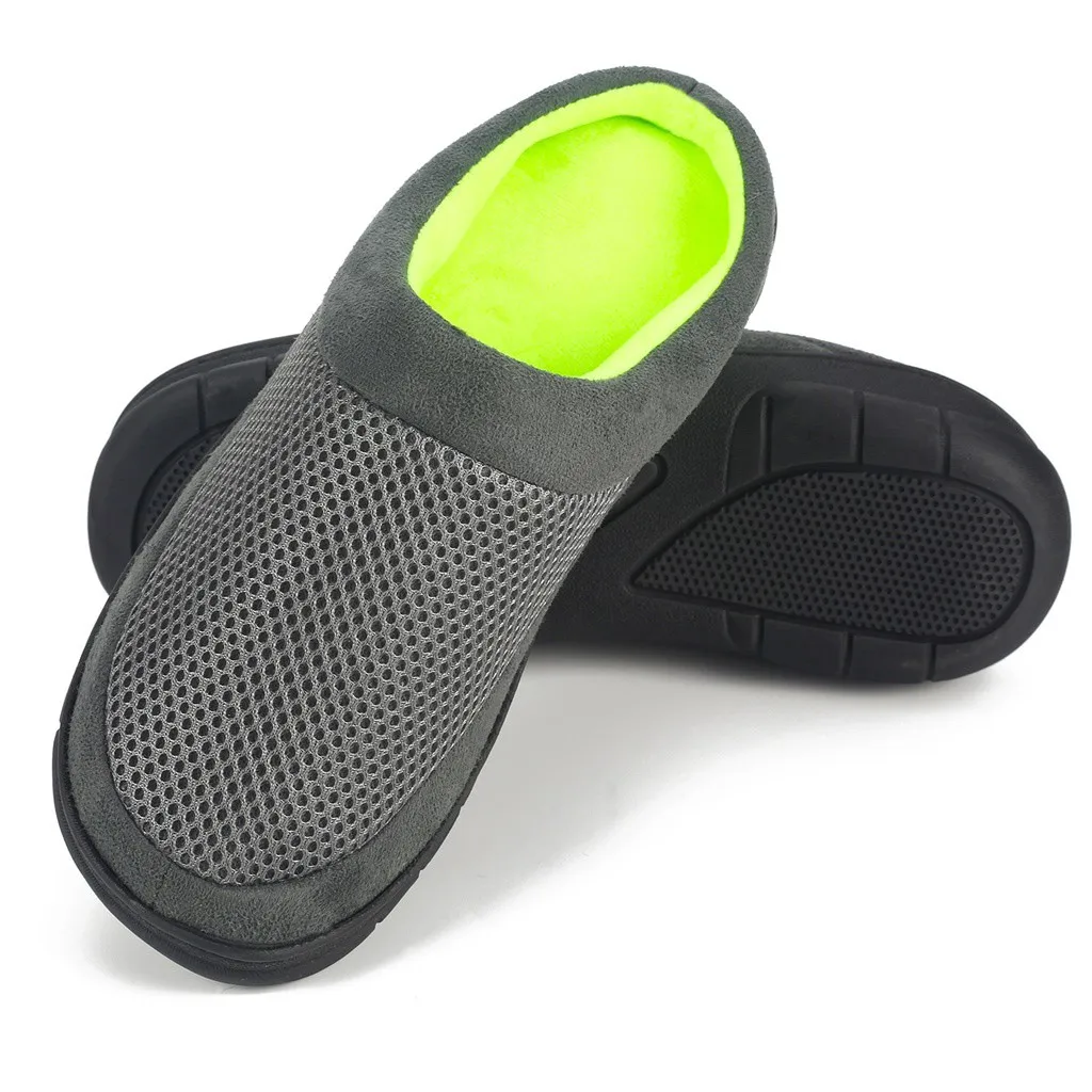 Fashion Winter Warm Slipper Shoes For Men New Arrival Platform Warm Floor Home Net Upper Shoes Slippers Non-slip Slipper Men