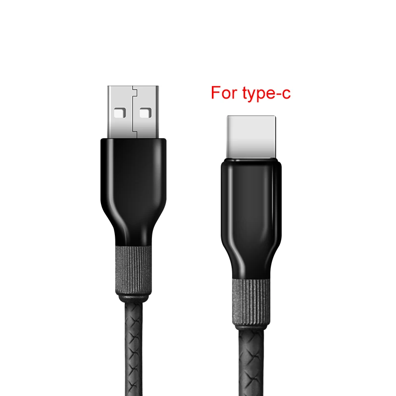 ESVNE 3A быстро Зарядное устройство Micro USB кабель для передачи данных для iPhone XiaoMi android 8 контактный шнур провод Тип C кабель USB C для зарядки мобильного телефона - Цвет: Black For Type C