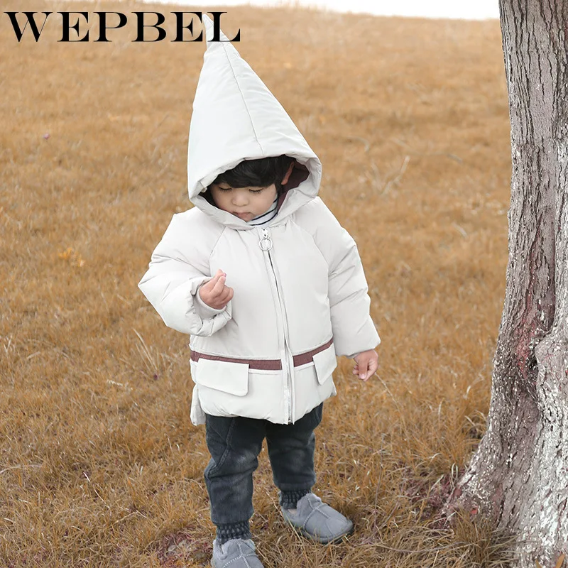 WEPBEL/детские пуховики и парки зимняя верхняя одежда для детей от 4 до 10 лет Повседневная теплая куртка с капюшоном для мальчиков и девочек, теплые пальто для мальчиков и девочек