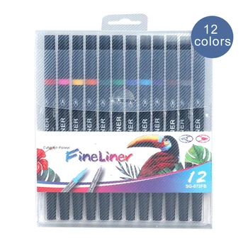 

12pcs 24pcs Marker Multicolor Painting Tool Art Supplies Drawing Liner Stationery Coloring Fineliner Pen Fiber Nib Double Headed