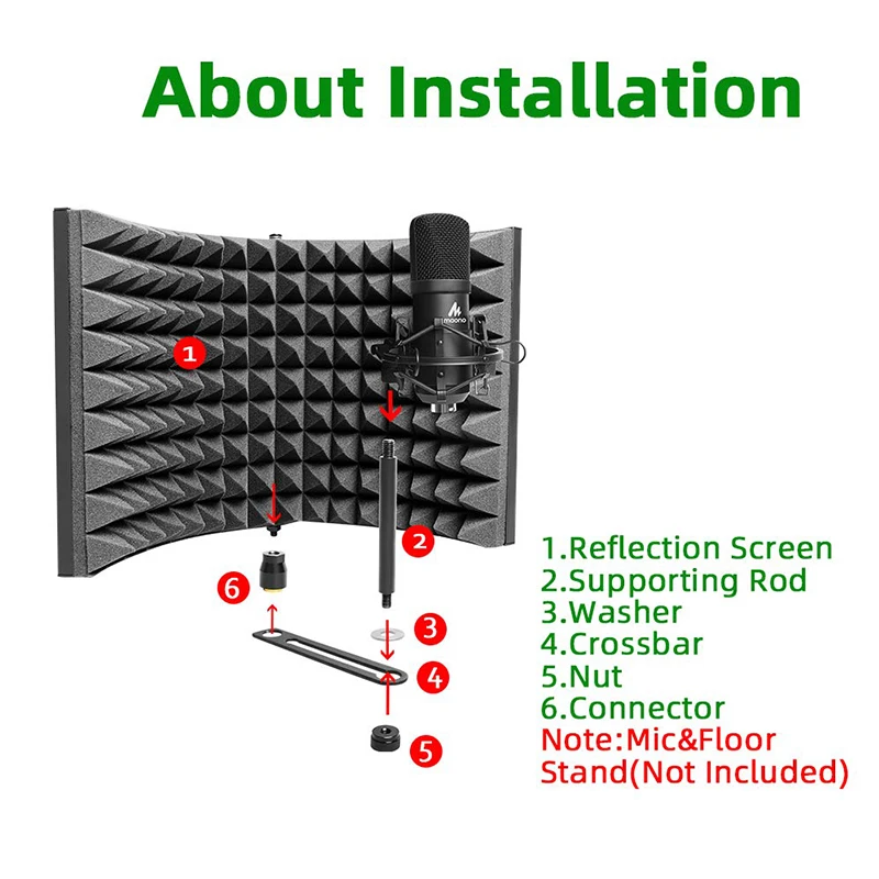 MAONO сплав складной микрофон акустический изолятор щит акустическая пена панель профессиональная студийная звукоизоляция панель