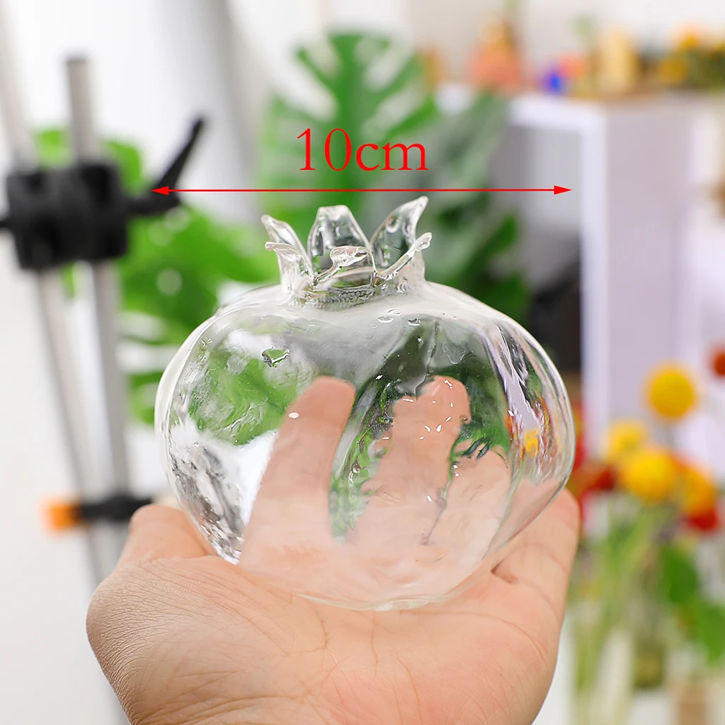 Small Pomegranate Shape Clear Glass Vase Flower Plants Terrarium Vase Containers