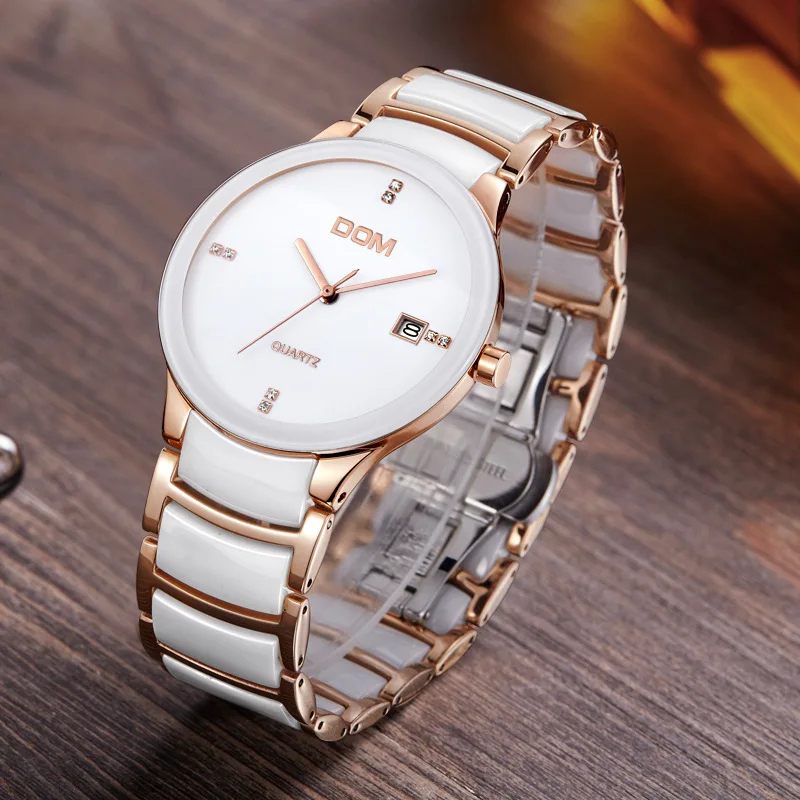 

DOM (Dom) Watch Women's Quartz WOMEN'S Watch Waterproof White Ceramic Watch Trend of Fashion T-729G-7M
