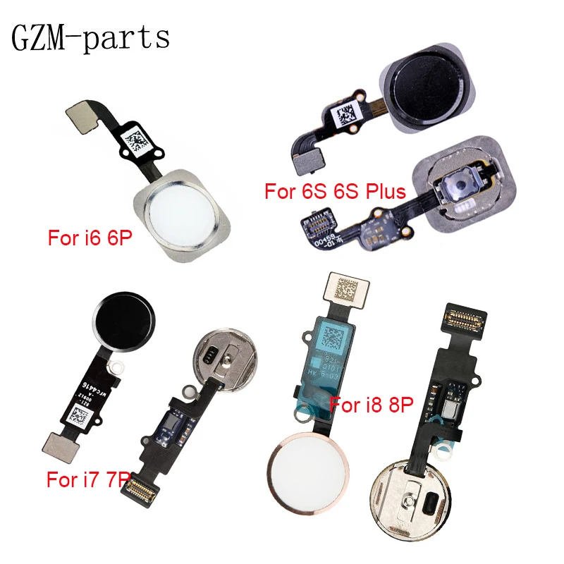 GZM-parts, 1 штука, кнопка «домой», гибкий шлейф для iPhone 6, 6 p, 6s, 7, 8 Plus, кнопка возврата домой, со шлейфом, без сенсорного ID, отпечатка пальца