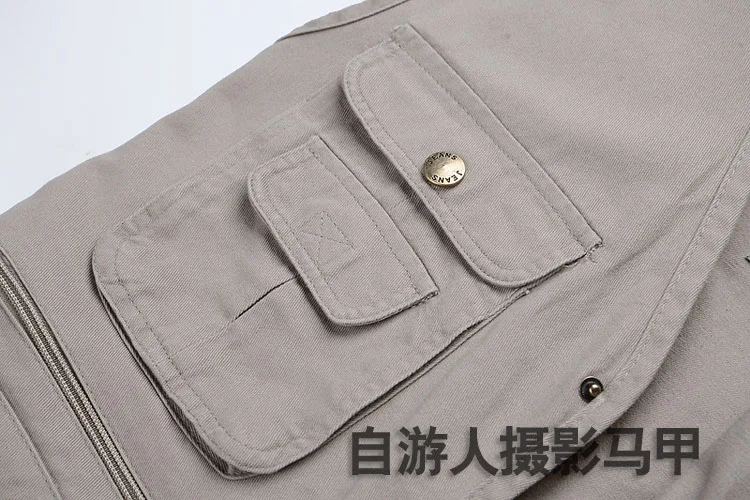 Pure Cotton Multi-pockets Middle-aged Daddy Clothes Waistcoat Casual Fishing Photography Vest MEN'S Vest plus Hypertrophy