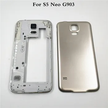 

Full Housing Middle Frame Phone Housing Cover For Samsung Galaxy S5 Neo G903 G903F With Rear Battery Door+Side Button