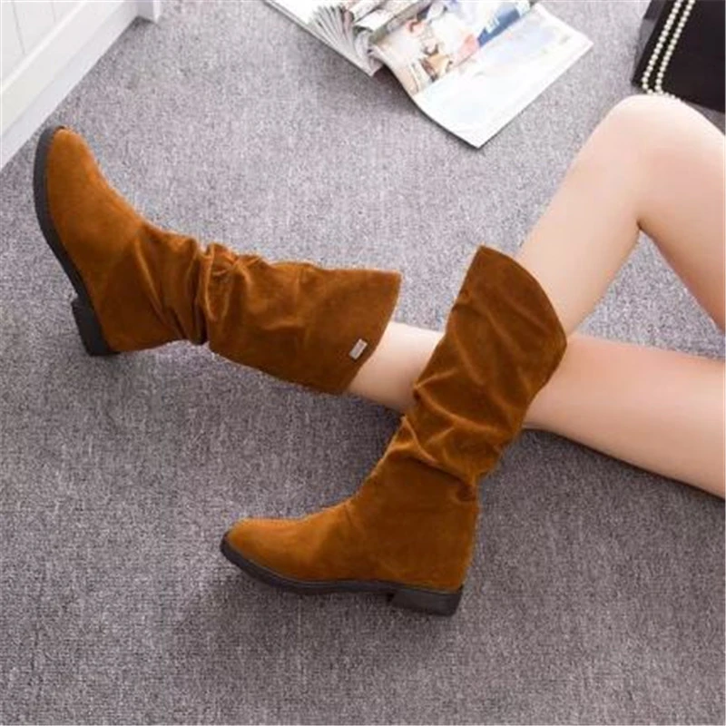 Botas modernas de tacón plano mujer, botines cómodos y de redonda, color caramelo, color negro, rojo, marrón, 35 hasta el tobillo| - AliExpress