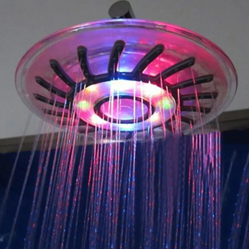 8" Bathroom 7 Colors Automatic LED Light Changing Round Top Shower Head Bath Rainfall