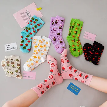 

2020 Cute Women Short Socks Fruit Avocado Strawberry Colorful Cartoon Sweet Short autumn Comfortable Cotton Girl Socks