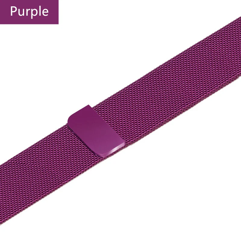 Purple Миланская петля для Apple Watch ремешок 44 мм 40 мм iWatch ремешок 42 мм 38 мм браслет для часов из нержавеющей стали Apple watch 5 4 3 2 - Цвет ремешка: Purple