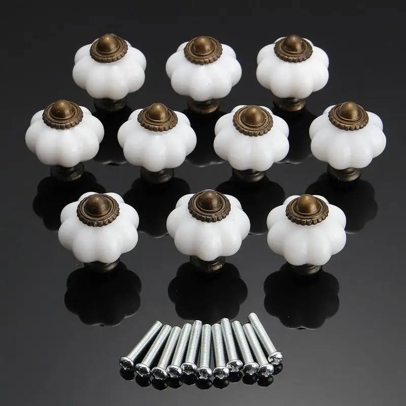 Pumpkin Ceramic Handles Drawer Knobs Cupboard Door Single Hole Cabinet Pulls with screws Furniture Home Decor | Обустройство дома