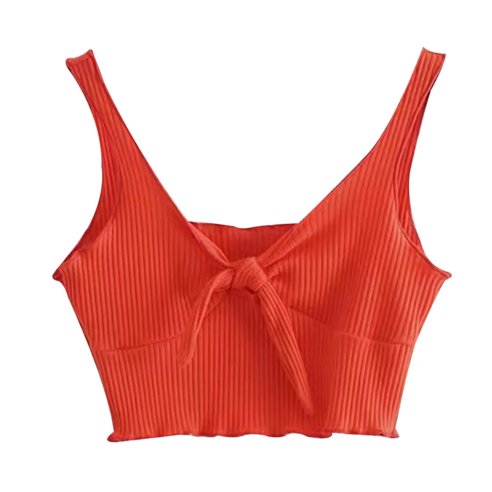 Threaded Neckline Knotted Breast Enlargement Colorful Small Camisole Women's Summer Casual Vest JS25 - Цвет: Red