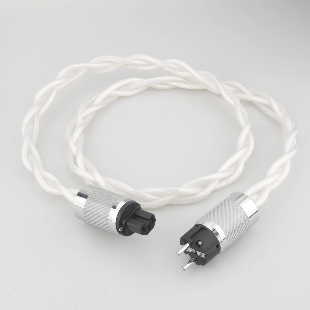 

5N OCC single crystal US & EU AC Audiophile audio amplifier DAC filter HIFI silver Power cable Carbon fiber rhodium plating plug
