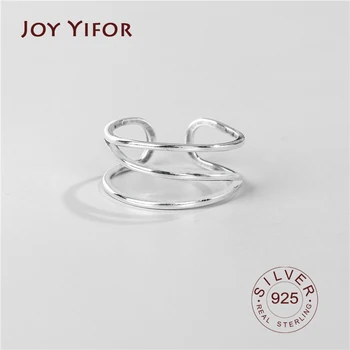 

Minimalist Geometric Twist Line Adjustable Ring Authentic 925 Sterling Silver Fine Jewelry For Women Accessories Gift