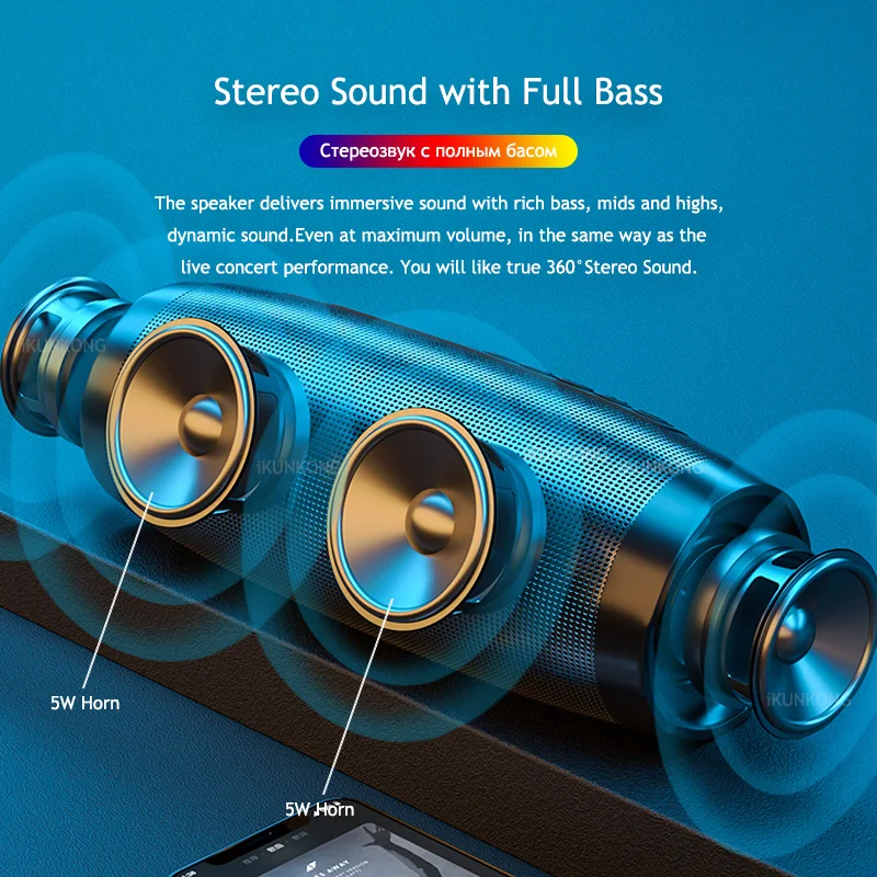 US $18.25 - 21.29 Portable Speakers Bluetooth Column Wireless Bluetooth Speaker Powerful High BoomBox Outdoor Bass HIFI TF FM Radio with LED Light