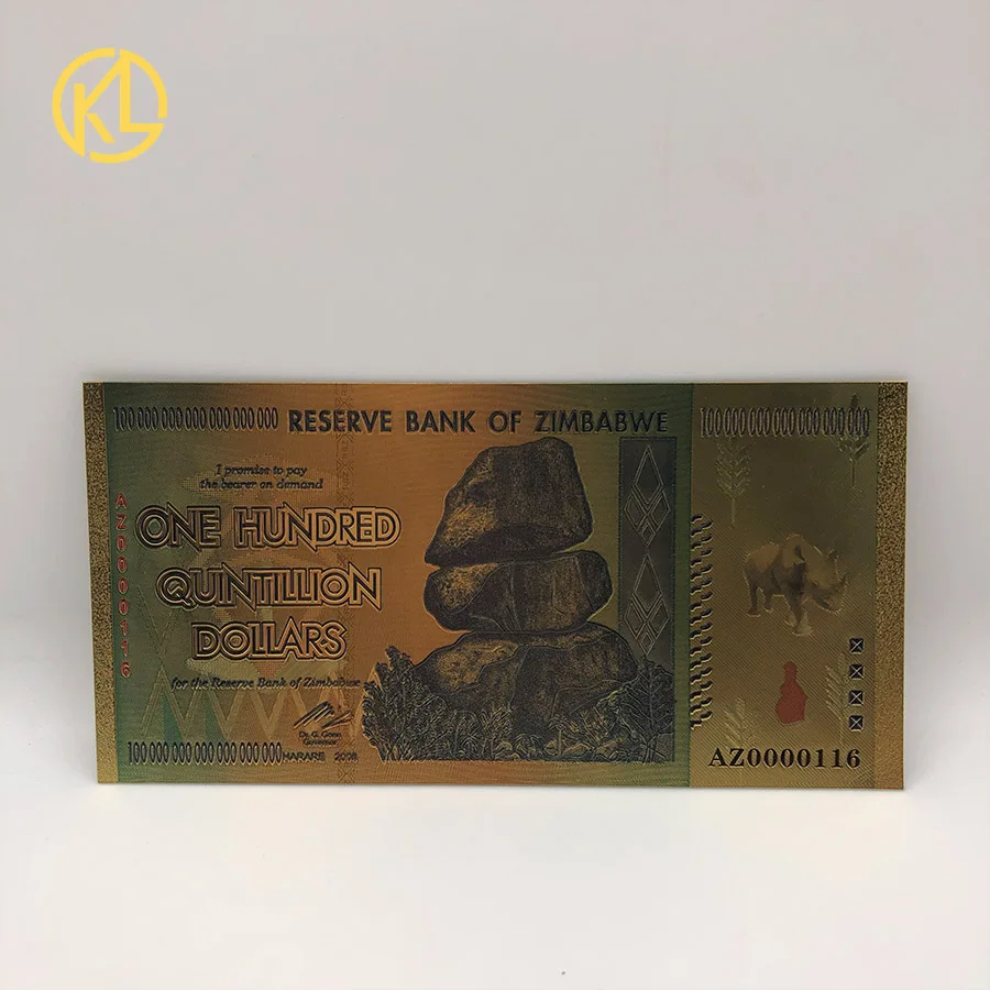 AZ0000116 AZ0000111 1000 шт сто куинтиллион долларов Zimbabwe вию 24K золото Банкнота с УФ-светом для сувениров и коллекционных подарков - Цвет: AZ0000116
