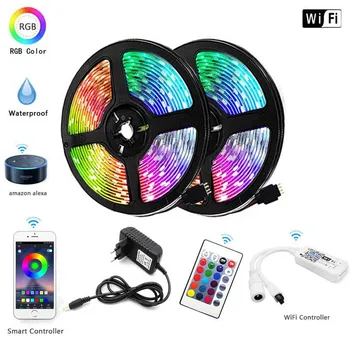 

WiFi/IR Contoller+Adapter plug 5m 10m 15m 20m LED Strip Light RGB SMD5050 2835 DC12V Waterproof String Diode Flexible Ribbon