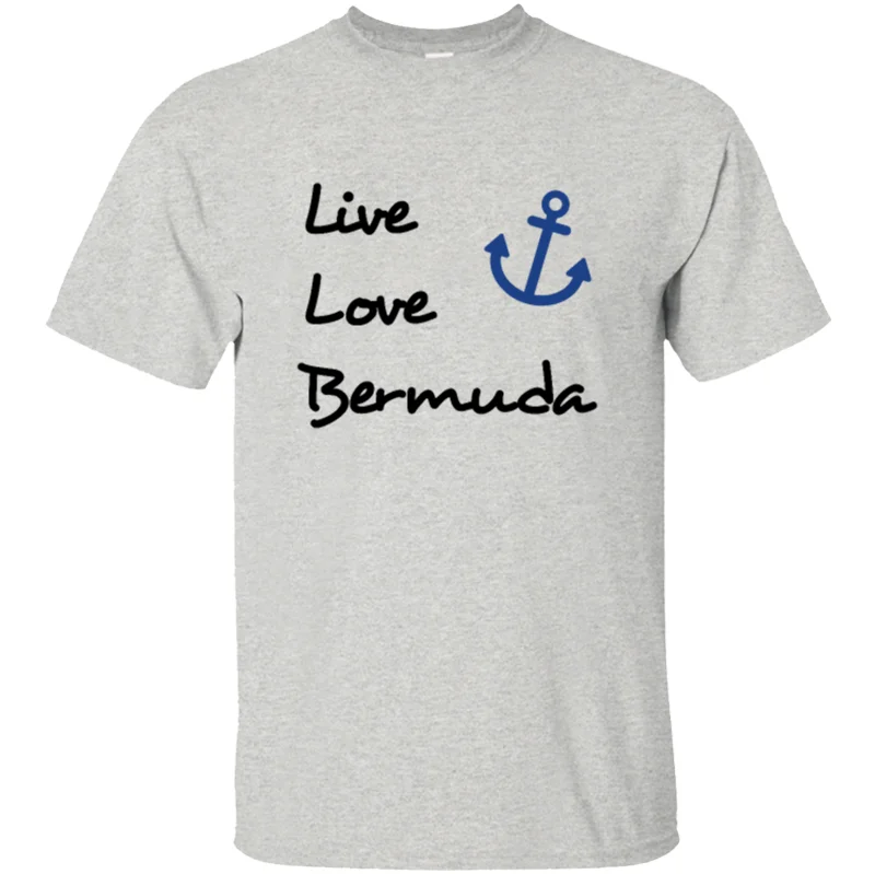 Men-Gray Забавная футболка с надписью «Great live love bermuda» с якорем, цветная футболка для мужчин и женщин,, Мужская футболка для отдыха, футболка с круглым вырезом, топы - Цвет: Men-Gray