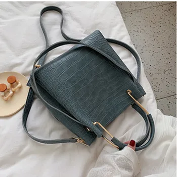 

Vintage Stone Pattern PU Leather Bucket Bags For Women 2020 Luxury Shoulder Messenger Bag Fashion Lady Handbags Casual Totes