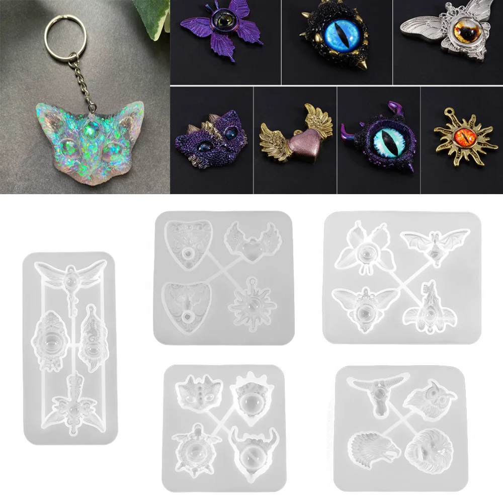

5 Styles Devil's Eye Silicone Molds Clear Owl Lion Eagle Scepter Epoxy Resin Mold For DIY Pendants Jewelry Making Accessories