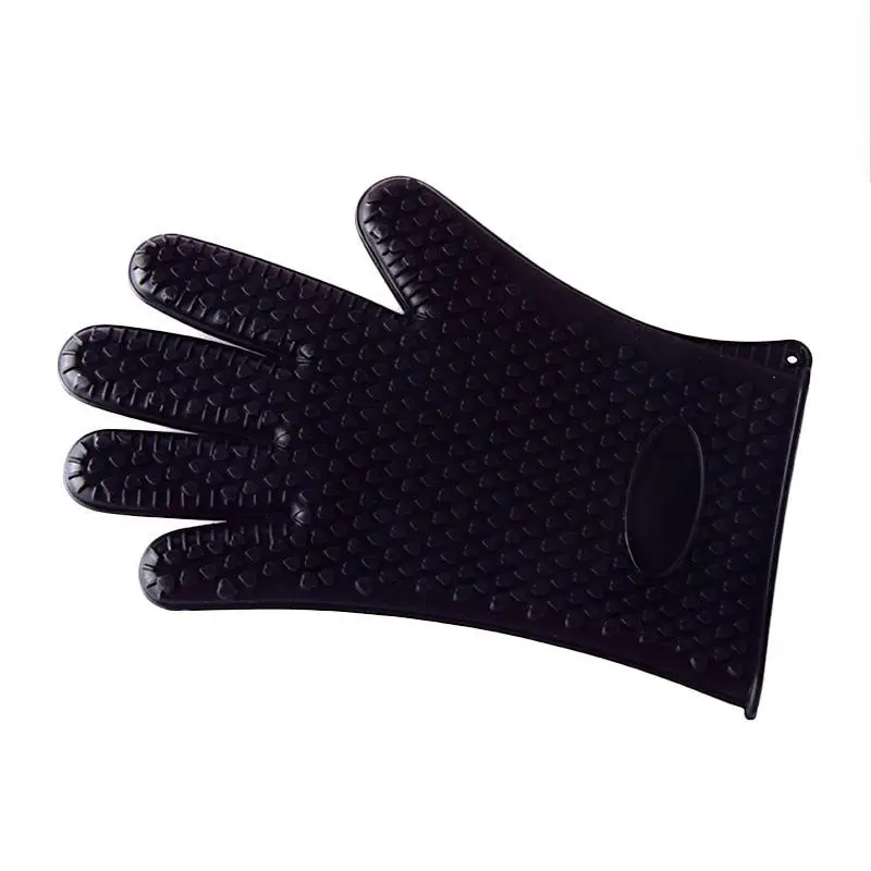 130 г силикагель в форме сердца перчатки, высокая термостойкость, теплоизоляция и ожога скользкая вода, микроволновая печь - Цвет: Черный