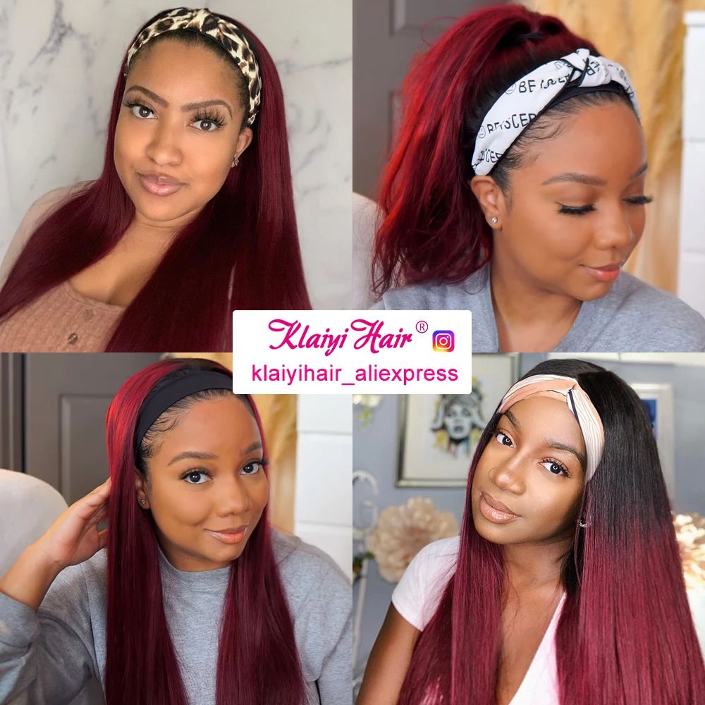 straight human hair headband wig