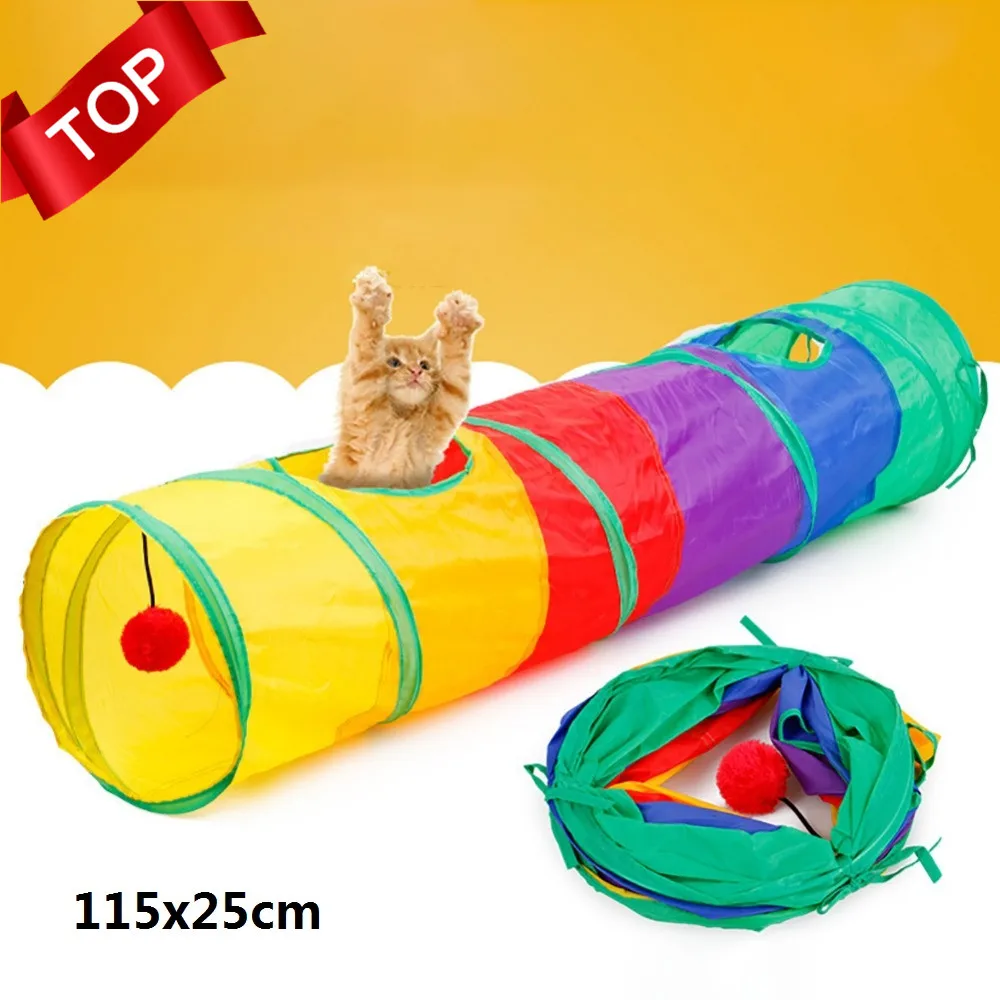 10 цветов, Забавный туннель для домашних животных, для кошек, Радужный туннель, коричневый, складной, 2 отверстия, для кошек, туннельный котенок, игрушка, объемные игрушки, кролик, туннель, кошка, пещера