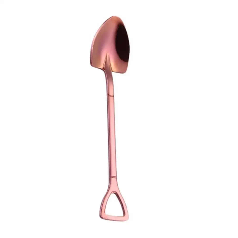 Rose Red-Spoon Креативная ложка из нержавеющей стали в форме лопаты, вилка, цветная посуда из розового золота, длинная ручка, ложка для чая и кофе, ложка для перемешивания - Цвет: Rose Red-Spoon