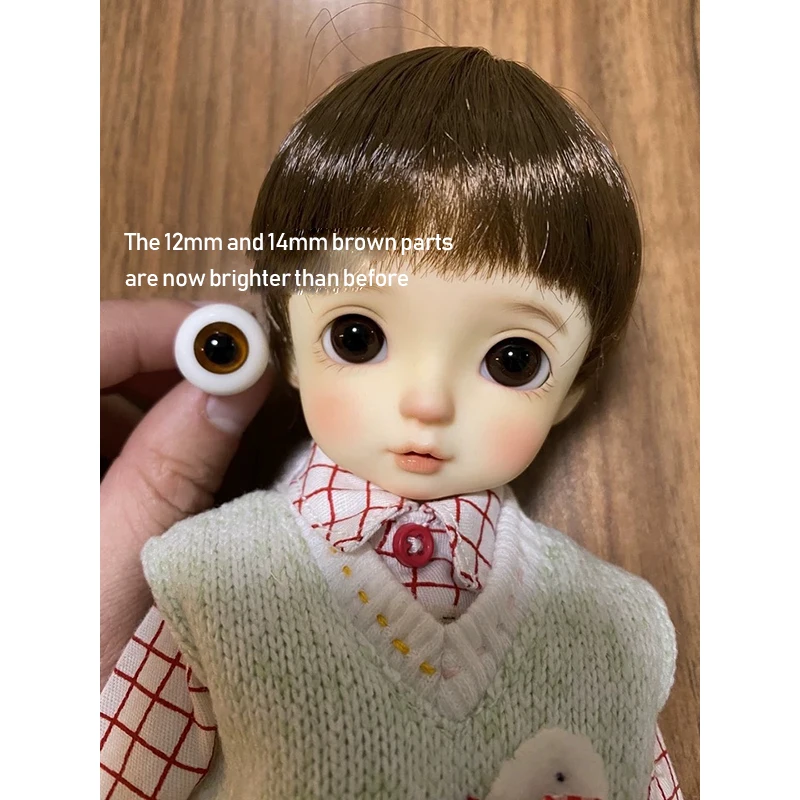 Adollya BJD Doll Accessories Eyes for Doll 10mm/12mm/14mm/16mm/18mm Eyeball Brown Glass Suitable for 1/12 1/8 1/6 1/4 1/3 Dolls doll accessories,doll eyes,doll eyewear accessories,glass doll eyes