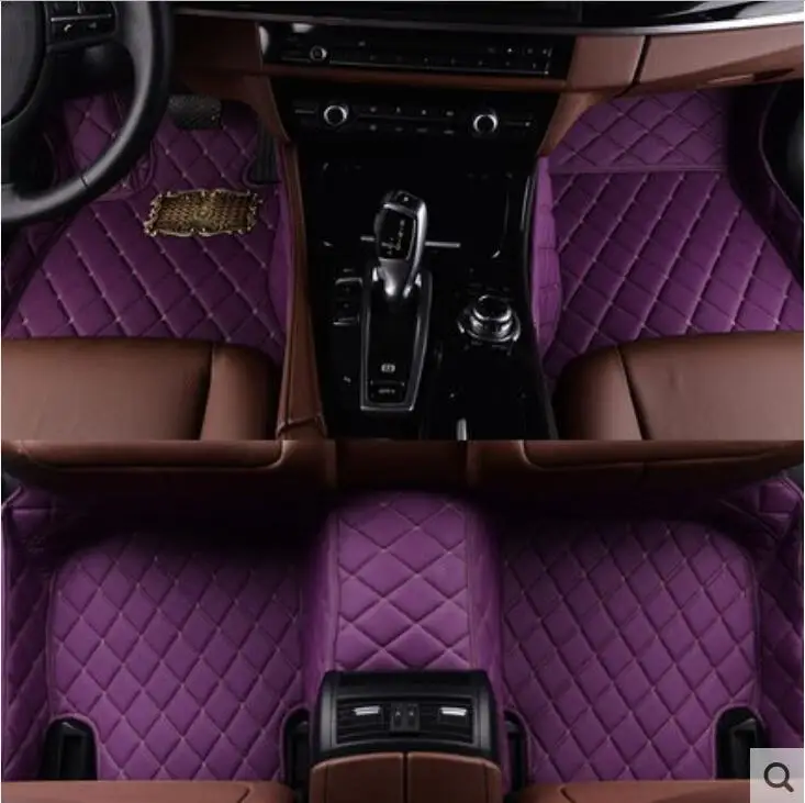 Фиолетовый Авто коврики для Audi A7 S7 RS7 2012- футов ковры Шаг Коврик высокое качество вышивка кожа провода катушки 2 слоя - Название цвета: Фиолетовый