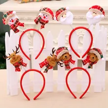 Рождественская повязка на голову, Рождественская повязка на голову с Санта-Клаусом, оленем, медведем, рождественские вечерние украшения, двойная повязка на голову с застежкой