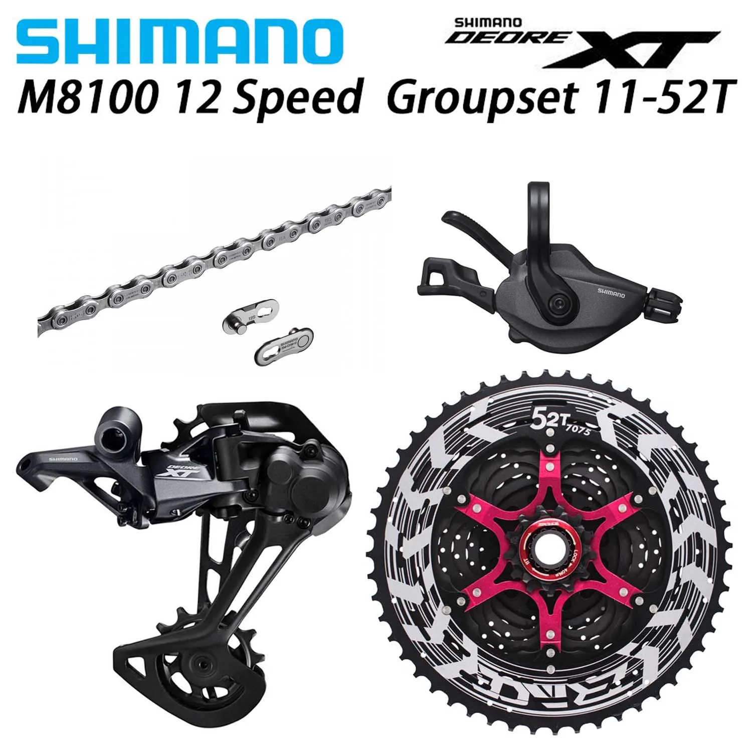 SHIMANO DEORE XT M8100 указано MTB горный велосипед 12-Скорость 52T SL+ RD+ ZRACE+ X12 M8100 переключения передач задний переключатель - Цвет: M8100 Chain 11-52T