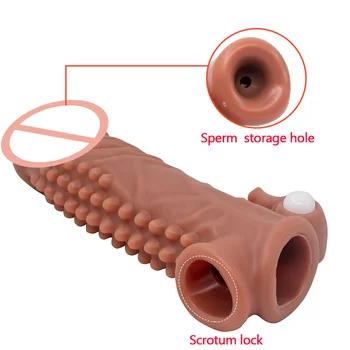 Sleeve For Penis Extender/Enlarger Reusable Comdoms Nozzle With Vibro Sex Toys Cock Enlargement Member Vibrator Intimate Goods 4