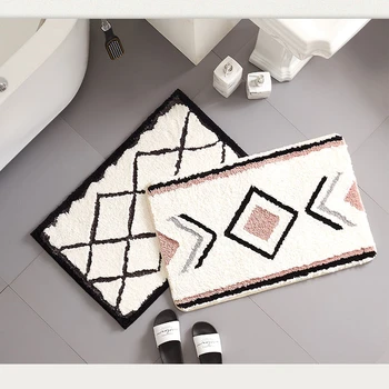 

40x60cm Nordic toilet floor mat fluffy plush bath mat pedal floor mat rug bathroom towel foot pad water absorption non slip