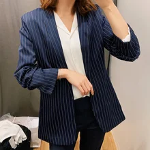 Primavera feminino terno casual listrado plissado manga terno