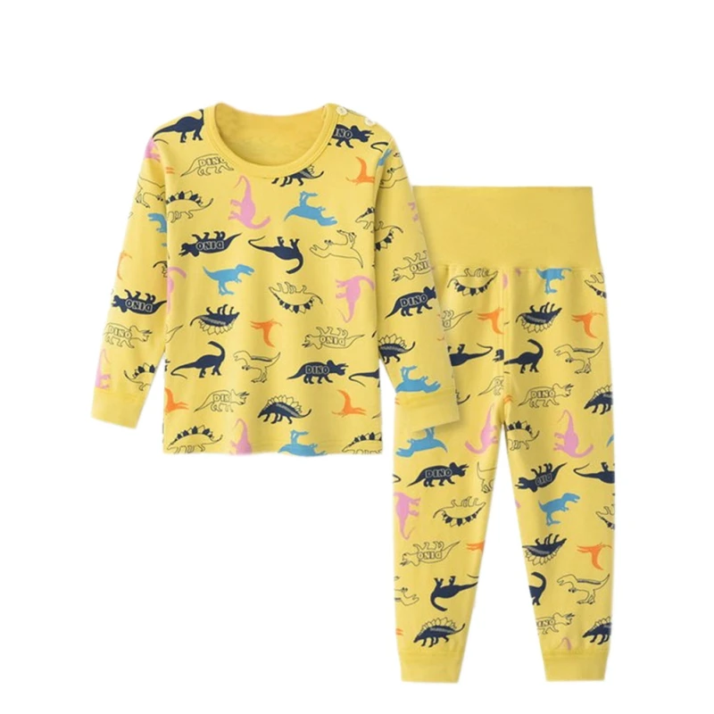 Термобелье из 2 предметов для маленьких мальчиков и девочек, комплект одежды с рисунком для детей на осень