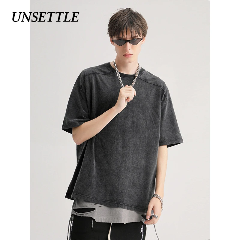 UNSETTLE 2020SS Толстая хлопковая тяжелая ткань футболки Мужчины/Женщины Хип хоп kanye west