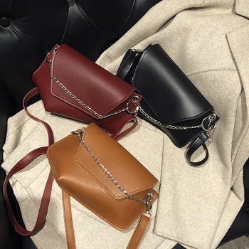 

Fashion PU Leather Handbags Ladies Zipper Shoulder Messenger Bag Women Solid Retro Small Chain Shopping Crossbody Bags