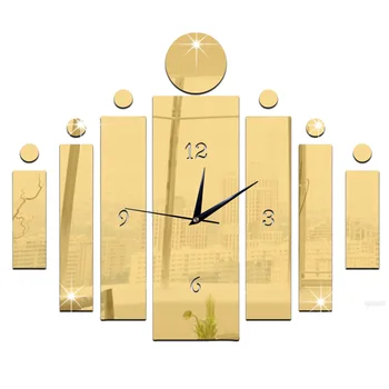 

Creative DIY 3D Acrylic Mirror Wall Clock Sticker Rectangular Quartz Wall Clocks Modern Home Decoration Living Room Stickers