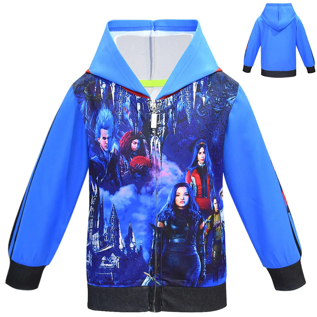 The descendants 3/куртки для мальчиков детские толстовки весенне-осенние повседневные пальто для девочек кардиган с капюшоном, свитера, одежда+ шарф