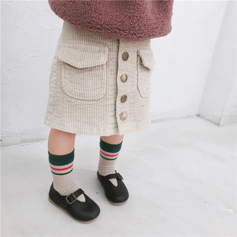 Baby girl skirt autumn winter baby corduroy children skirt cotton gray velvet skirt children's clothing