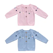 Осенний свитер для новорожденных, вязаная одежда для малышей, хлопок, свитер для маленьких мальчиков и девочек, кардиган, пальто