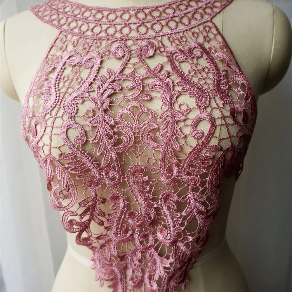 Розовый цветочный тканевый воротник вышитые свадебное платье аппликация богемный стиль пришить патч для платья DIY украшения