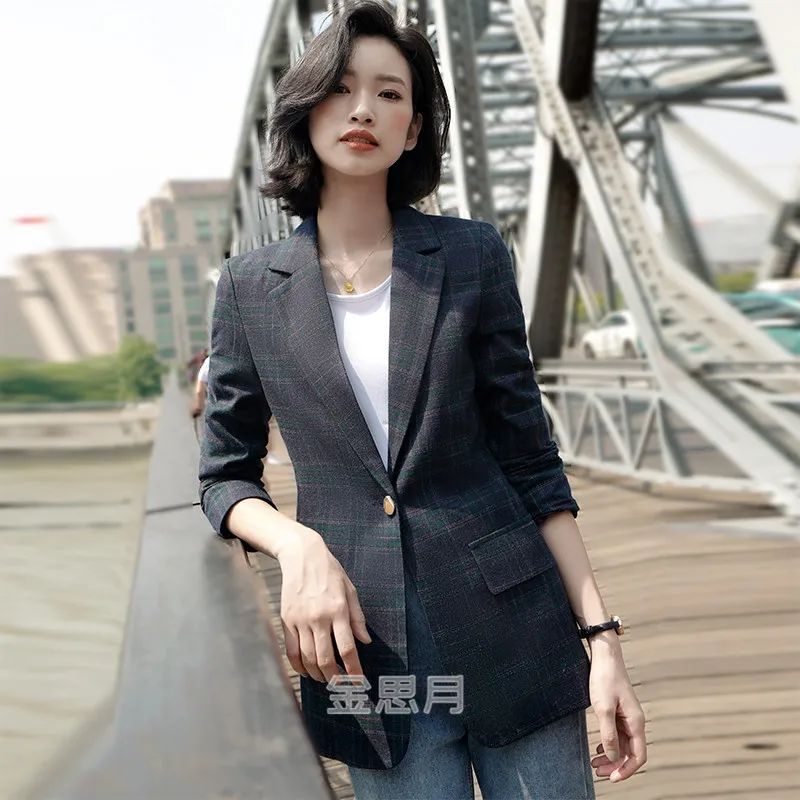 

Plaid Suit Women's 2019 Autumn New Style Korean-style British-Style Small Suit Coat Western Style Loose Casual Wear